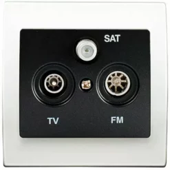 Prise TV/FM/SAT Anthracite Delta Iris + Plaque Basic Blanc - SIEMENS - SIEMENS