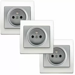 LOT 3 Prise 2P+T Silver Delta Iris + Plaque Basic Blanc - SIEMENS - SIEMENS