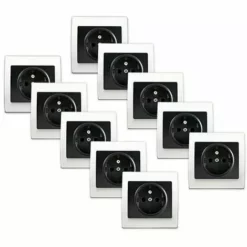 LOT 10 Prise 2P+T Anthracite Delta Iris + Plaque Basic Blanc - SIEMENS - SIEMENS
