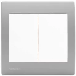 Double Poussoir Blanc Delta Iris + Plaque Basic Silver - SIEMENS - SIEMENS
