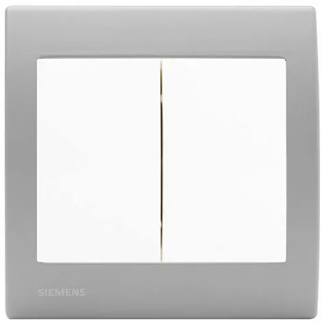 Double Poussoir Blanc Delta Iris + Plaque Basic Silver - SIEMENS - SIEMENS 1 Double Poussoir Blanc Delta Iris + Plaque Basic Silver - SIEMENS - SIEMENS