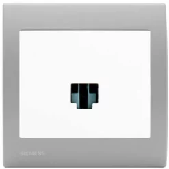 Prise Informatique RJ45 Blanc Delta Iris + Plaque Basic Silver - SIEMENS - SIEMENS