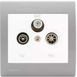 PriseTV/FM/SAT Blanc Delta Iris + Plaque Basic Silver - SIEMENS - SIEMENS