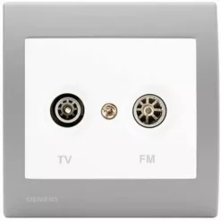 PriseTV/FM Blanc Delta Iris + Plaque Basic Silver - SIEMENS - SIEMENS