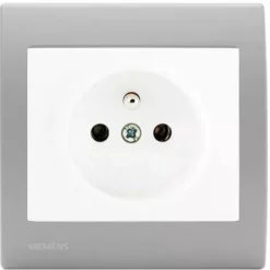 Prise 2P+T Blanc Delta Iris + Plaque Basic Silver - SIEMENS - SIEMENS