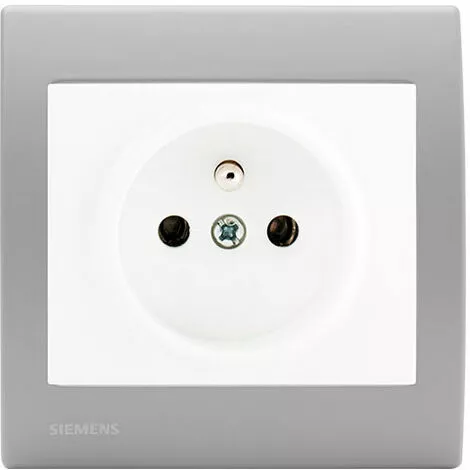 Prise 2P+T Blanc Delta Iris + Plaque Basic Silver - SIEMENS - SIEMENS 1 Prise 2P+T Blanc Delta Iris + Plaque Basic Silver - SIEMENS - SIEMENS