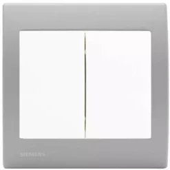 Double Va-et-Vient Blanc Delta Iris + Plaque Basic Silver - SIEMENS - SIEMENS