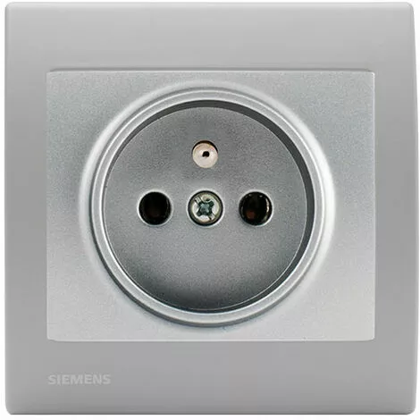 Prise 2P+T Silver Delta Iris + Plaque Basic Silver - SIEMENS - SIEMENS 1 Prise 2P+T Silver Delta Iris + Plaque Basic Silver - SIEMENS - SIEMENS
