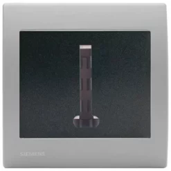 Prise Téléphone Gris Anthracite Delta Iris + Plaque Basic Silver - SIEMENS - SIEMENS