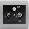 Prise TV/FM/SAT Anthracite Delta Iris + Plaque Basic Silver - SIEMENS - SIEMENS