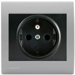 Prise 2P+T Anthracite Delta Iris + Plaque Basic Silver - SIEMENS - SIEMENS