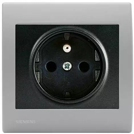 Prise 2P+T Anthracite Delta Iris + Plaque Basic Silver - SIEMENS - SIEMENS 1 Prise 2P+T Anthracite Delta Iris + Plaque Basic Silver - SIEMENS - SIEMENS