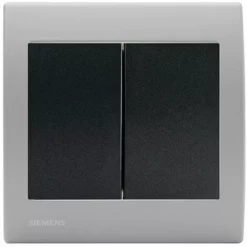 Double Va Et Vient Anthracite Delta Iris + Plaque Basic Silver - SIEMENS - SIEMENS
