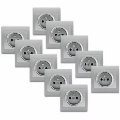 Lot De 10 Prises 2P+T Silver Delta Iris + Plaques Basic Silver - SIEMENS - SIEMENS