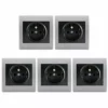 Lot De 5 Prise 2P+T Anthracite Delta Iris + Plaque Basic Silver - SIEMENS - SIEMENS