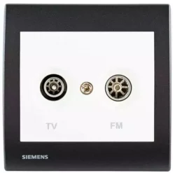 PriseTV/FM Blanc Delta Iris + Plaque Basic Anthracite - SIEMENS - SIEMENS