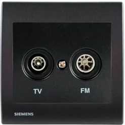 Prise TV/FM Anthracite Delta Iris + Plaque Basic Anthracite - SIEMENS - SIEMENS