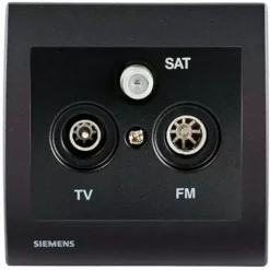 Prise TV/FM/SAT Anthracite Delta Iris + Plaque Basic Anthracite - SIEMENS - SIEMENS