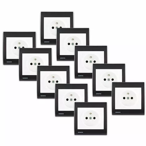 Lot De 10 Prise 2P+T Blanc Delta Iris + Plaque Anthracite - SIEMENS - SIEMENS 1 Lot De 10 Prise 2P+T Blanc Delta Iris + Plaque Anthracite - SIEMENS - SIEMENS