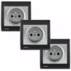 Lot De 3 Prises 2P+T Silver Delta Iris + Plaques Anthracite - SIEMENS - SIEMENS