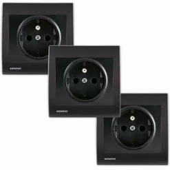 Lot De 3 Prises 2P+T Anthracite Delta Iris + Plaques Anthracite - SIEMENS - SIEMENS