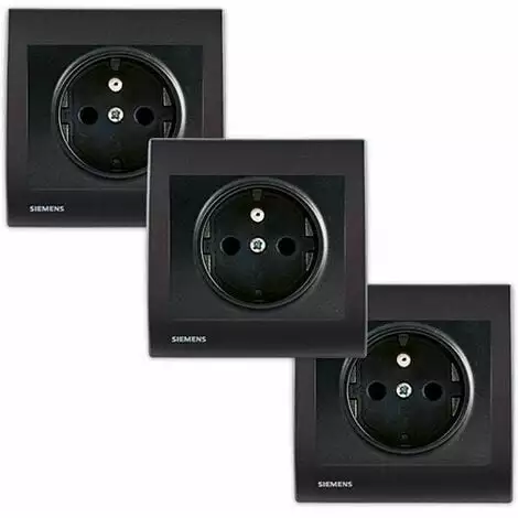 Lot De 3 Prises 2P+T Anthracite Delta Iris + Plaques Anthracite - SIEMENS - SIEMENS 1 Lot De 3 Prises 2P+T Anthracite Delta Iris + Plaques Anthracite - SIEMENS - SIEMENS