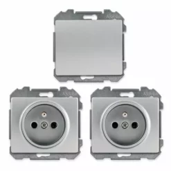 Lot De 1 Va Et Vient Silver Et 2 Prises 2P+T Silver - SIEMENS - SIEMENS