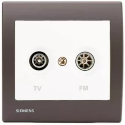 PriseTV/FM Blanc Delta Iris + Plaque Soft Marron - SIEMENS - SIEMENS