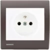 Prise 2P+T Blanc Delta Iris + Plaque Soft Marron - SIEMENS - SIEMENS