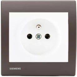 Prise 2P+T Blanc Delta Iris + Plaque Soft Marron - SIEMENS - SIEMENS