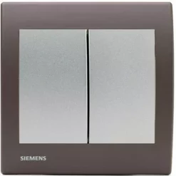 Double Poussoir Silver Delta Iris + Plaque Soft Marron - SIEMENS - SIEMENS