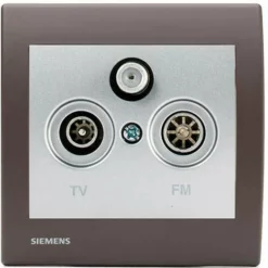 Prise TV/FM/SAT Silver Delta Iris + Plaque Soft Marron - SIEMENS - SIEMENS