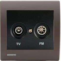 Prise TV/FM Anthracite Delta Iris + Plaque Soft Marron - SIEMENS - SIEMENS
