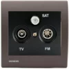 Prise TV/FM/SAT Anthracite Delta Iris + Plaque Soft Marron - SIEMENS - SIEMENS