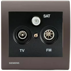 Prise TV/FM/SAT Anthracite Delta Iris + Plaque Soft Marron - SIEMENS - SIEMENS