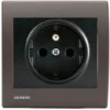 Prise 2P+T Anthracite Delta Iris + Plaque Soft Marron - SIEMENS - SIEMENS