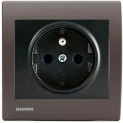 Prise 2P+T Anthracite Delta Iris + Plaque Soft Marron - SIEMENS - SIEMENS