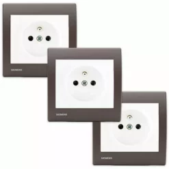 LOT De 3 Prises 2P+T Blanc Delta Iris + Plaques Soft Marron - SIEMENS - SIEMENS