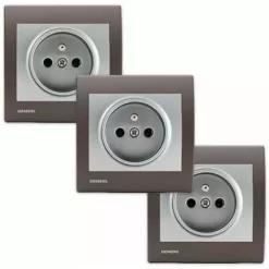 LOT De 3 Prises 2P+T Silver Delta Iris + Plaques Soft Marron - SIEMENS - SIEMENS