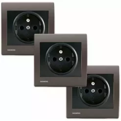 LOT 3 Prise 2P+T Anthracite Delta Iris + Plaque Soft Marron - SIEMENS - SIEMENS