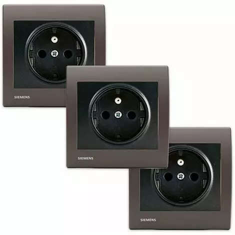 LOT 3 Prise 2P+T Anthracite Delta Iris + Plaque Soft Marron - SIEMENS - SIEMENS 1 LOT 3 Prise 2P+T Anthracite Delta Iris + Plaque Soft Marron - SIEMENS - SIEMENS