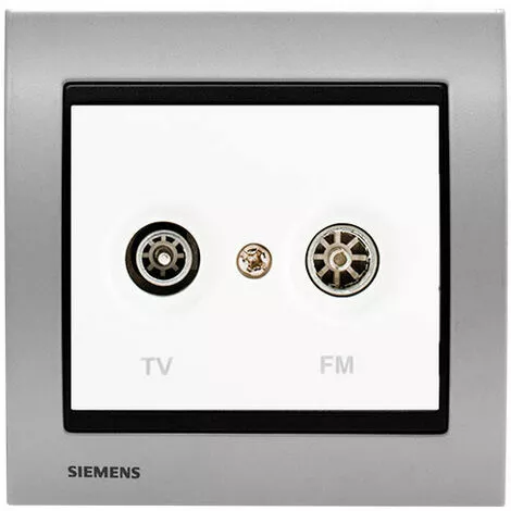 PriseTV/FM Blanc Delta Iris + Plaque Métal Alu Silver - SIEMENS - SIEMENS 1 PriseTV/FM Blanc Delta Iris + Plaque Métal Alu Silver - SIEMENS - SIEMENS