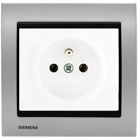 Prise 2P+T Blanc Delta Iris + Plaque Métal Alu Silver - SIEMENS - SIEMENS 1 Prise 2P+T Blanc Delta Iris + Plaque Métal Alu Silver - SIEMENS - SIEMENS