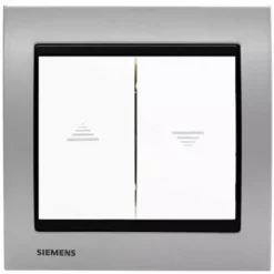 Interrupteur Volet Roulant Blanc Delta Iris + Plaque Métal Alu Silver - SIEMENS - SIEMENS