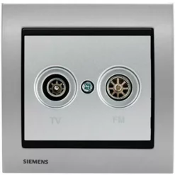 Prise TV/FM Silver Delta Iris + Plaque Métal Alu Silver - SIEMENS - SIEMENS