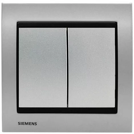 Va Et Vient + Poussoir Silver Delta Iris + Plaque Métal Alu Silver - SIEMENS - SIEMENS 1 Va Et Vient + Poussoir Silver Delta Iris + Plaque Métal Alu Silver - SIEMENS - SIEMENS