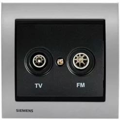Prise TV/FM Anthracite Delta Iris + Plaque Métal Alu Silver - SIEMENS - SIEMENS