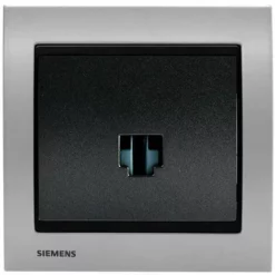 Prise Informatique RJ45 Anthracite Delta Iris + Plaque Métal Alu Silver - SIEMENS - SIEMENS