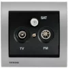 Prise TV/FM/SAT Anthracite Delta Iris + Plaque Métal Alu Silver - SIEMENS - SIEMENS