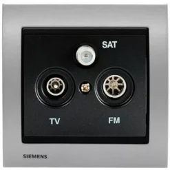 Prise TV/FM/SAT Anthracite Delta Iris + Plaque Métal Alu Silver - SIEMENS - SIEMENS